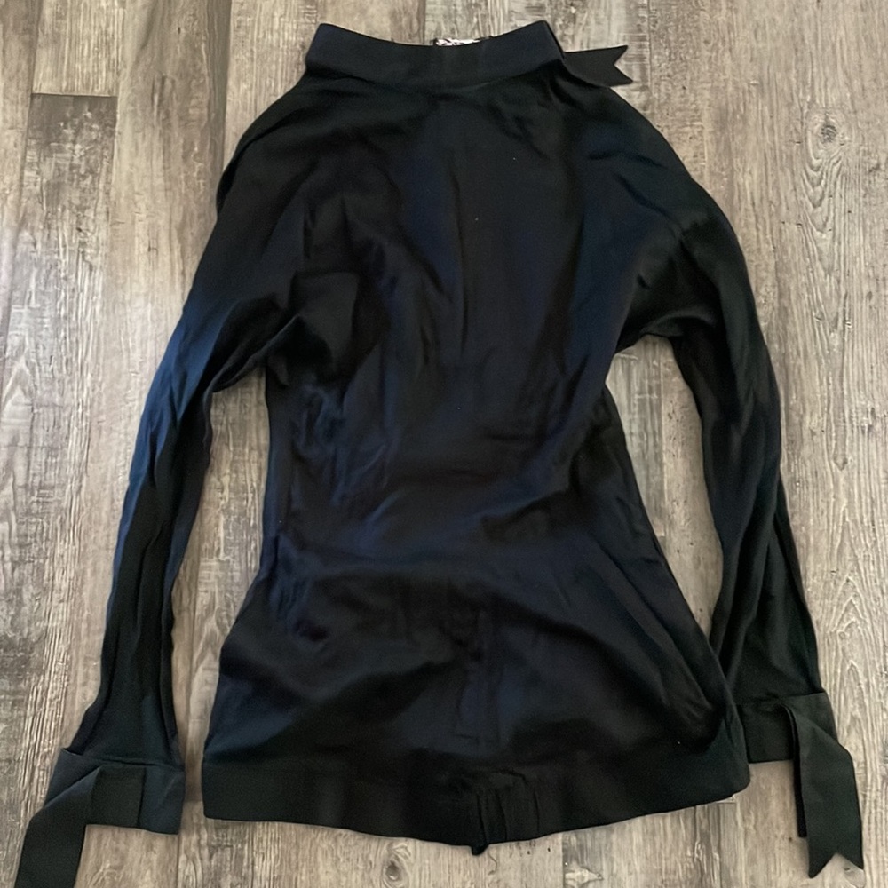 L.A.M.B. Y2K Gwen Stefani asymmetrical black semi-sheer button up top - Picture 6 of 10